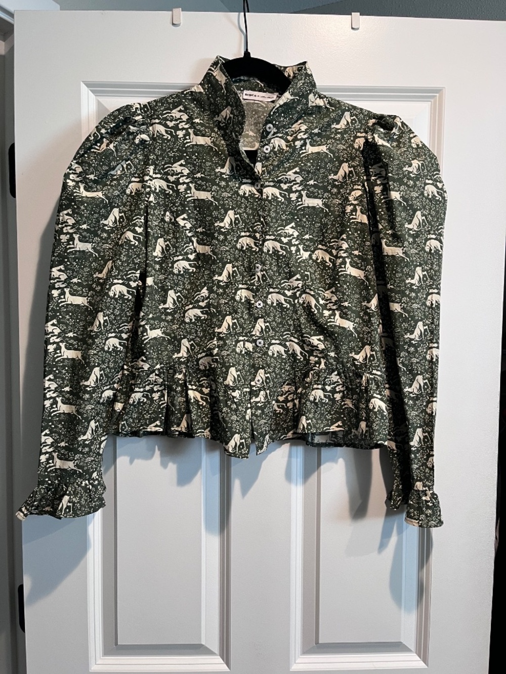 Batsheva X Laura Ashley Puff Sleeve Peplum Blouse Size 10 - Picture 2 of 6